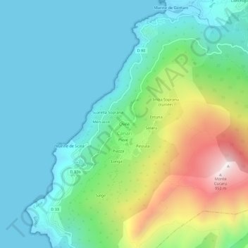 Mapa topográfico Chine, altitude, relevo