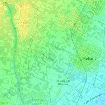 Mapa topográfico Macarella, altitude, relevo