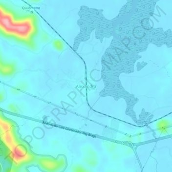 Mapa topográfico Alexandra, altitude, relevo