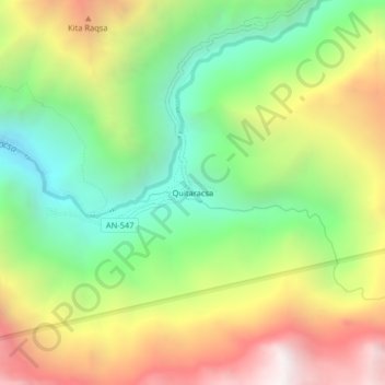 Mapa topográfico Quitaracsa, altitude, relevo
