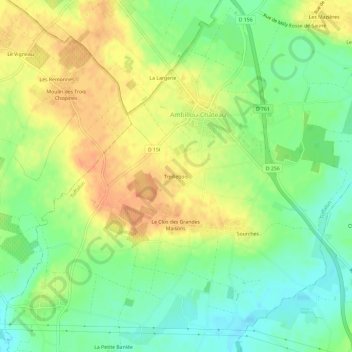 Mapa topográfico Treillebois, altitude, relevo