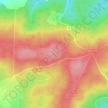 Mapa topográfico Signal d'Ecouves, altitude, relevo