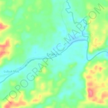 Mapa topográfico Pangkalan, altitude, relevo