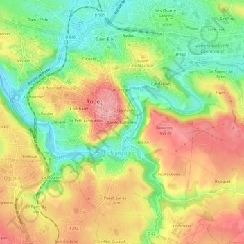 Mapa topográfico Sainte-Catherine, altitude, relevo