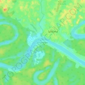 Mapa topográfico Porto Alegre, altitude, relevo