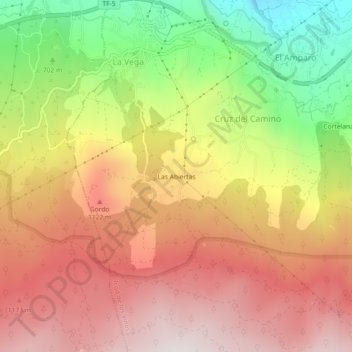 Mapa topográfico Las Abiertas, altitude, relevo