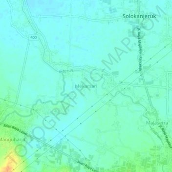Mapa topográfico Mekarsari, altitude, relevo