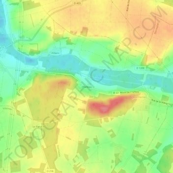 Mapa topográfico Challeau, altitude, relevo