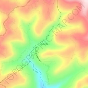 Mapa topográfico Três Irmãos, altitude, relevo