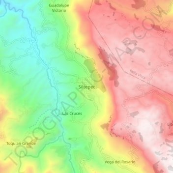Mapa topográfico Siltepec, altitude, relevo