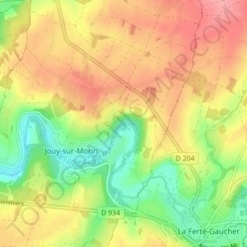 Mapa topográfico Les Cailles, altitude, relevo