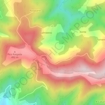 Mapa topográfico El Postal, altitude, relevo