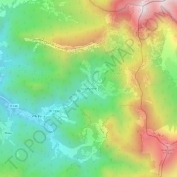 Mapa topográfico Souvestrières, altitude, relevo