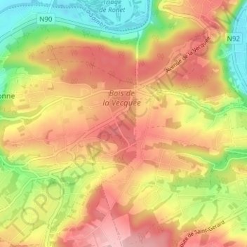 Mapa topográfico Cabaca, altitude, relevo