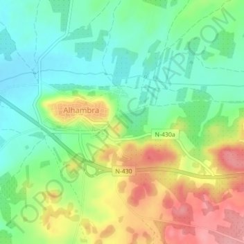 Mapa topográfico El Castillo, altitude, relevo