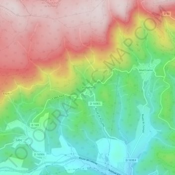 Mapa topográfico Prouilhe, altitude, relevo