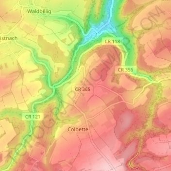 Mapa topográfico Breidweiler, altitude, relevo