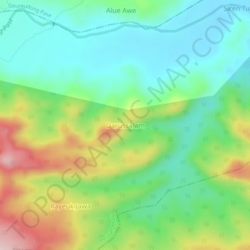 Mapa topográfico Darussalam, altitude, relevo