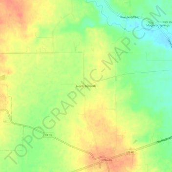 Mapa topográfico North Belleville, altitude, relevo