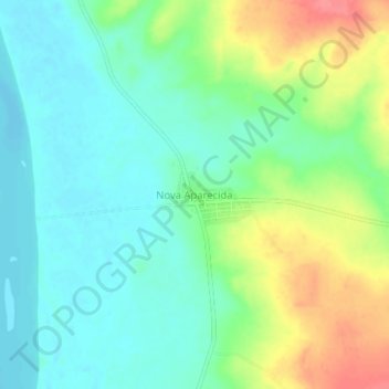 Mapa topográfico Nova Aparecida, altitude, relevo