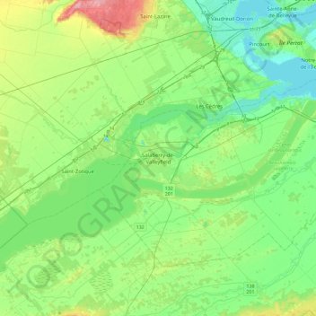 Mapa topográfico Salaberry-de-Valleyfield, altitude, relevo