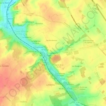 Mapa topográfico La Vallée, altitude, relevo