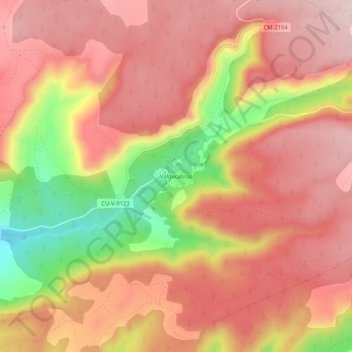 Mapa topográfico Valdecabras, altitude, relevo