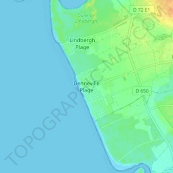 Mapa topográfico Denneville Plage, altitude, relevo