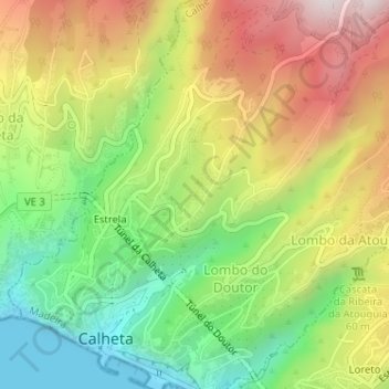 Mapa topográfico Lombo do Salão, altitude, relevo