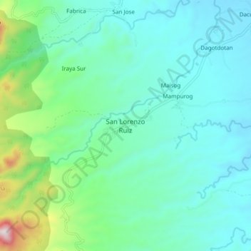 Mapa topográfico San Lorenzo Ruiz, altitude, relevo