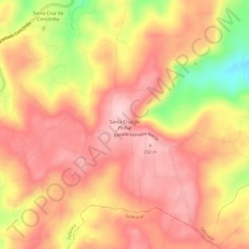 Mapa topográfico Santa Cruz do Pinhal, altitude, relevo