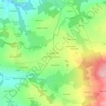 Mapa topográfico Croaz Hent Letiez, altitude, relevo