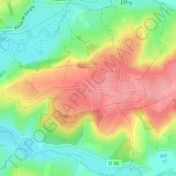 Mapa topográfico Entre Deux Bois, altitude, relevo