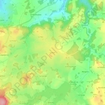 Mapa topográfico Le Mont, altitude, relevo