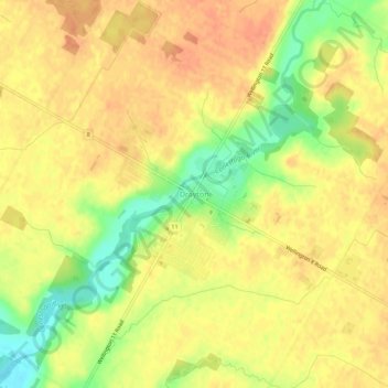 Mapa topográfico Drayton, altitude, relevo