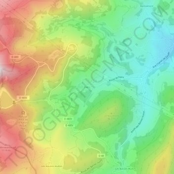Mapa topográfico Pairis, altitude, relevo