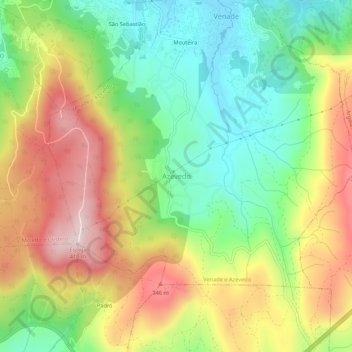 Mapa topográfico Azevedo, altitude, relevo