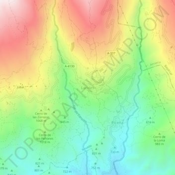 Mapa topográfico Laroles, altitude, relevo