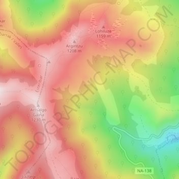 Mapa topográfico Quinto Real, altitude, relevo