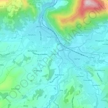 Mapa topográfico Hirueta, altitude, relevo