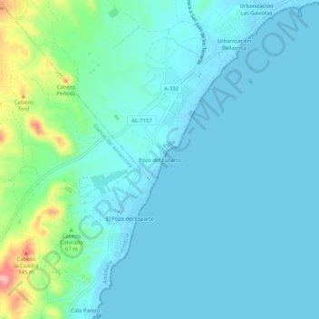 Mapa topográfico Pozo del Esparto, altitude, relevo