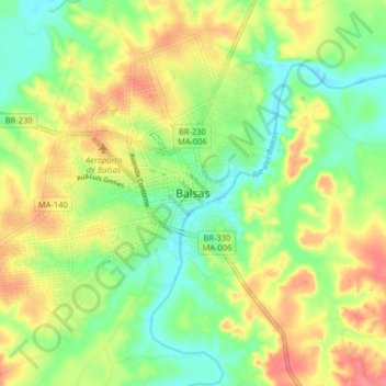 Mapa topográfico Balsas, altitude, relevo