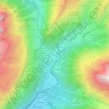 Mapa topográfico Les Frasserands, altitude, relevo