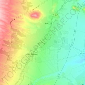 Mapa topográfico Khan ash-Shih, altitude, relevo