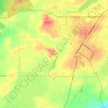 Mapa topográfico Swedetown, altitude, relevo