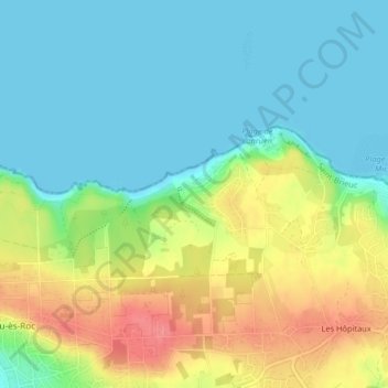 Mapa topográfico Lanruen, altitude, relevo
