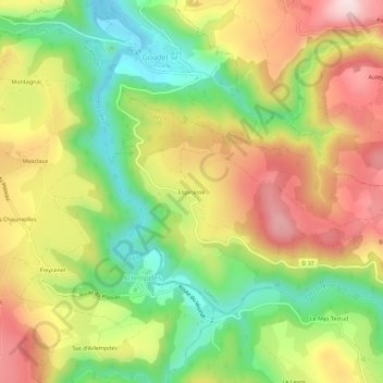 Mapa topográfico Espinasse, altitude, relevo