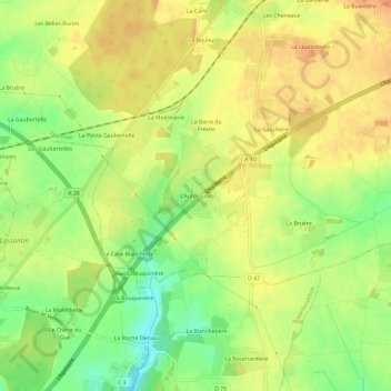 Mapa topográfico L'Autoroute, altitude, relevo