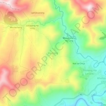 Mapa topográfico Ha Long, altitude, relevo