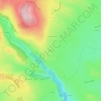 Mapa topográfico Douze, altitude, relevo